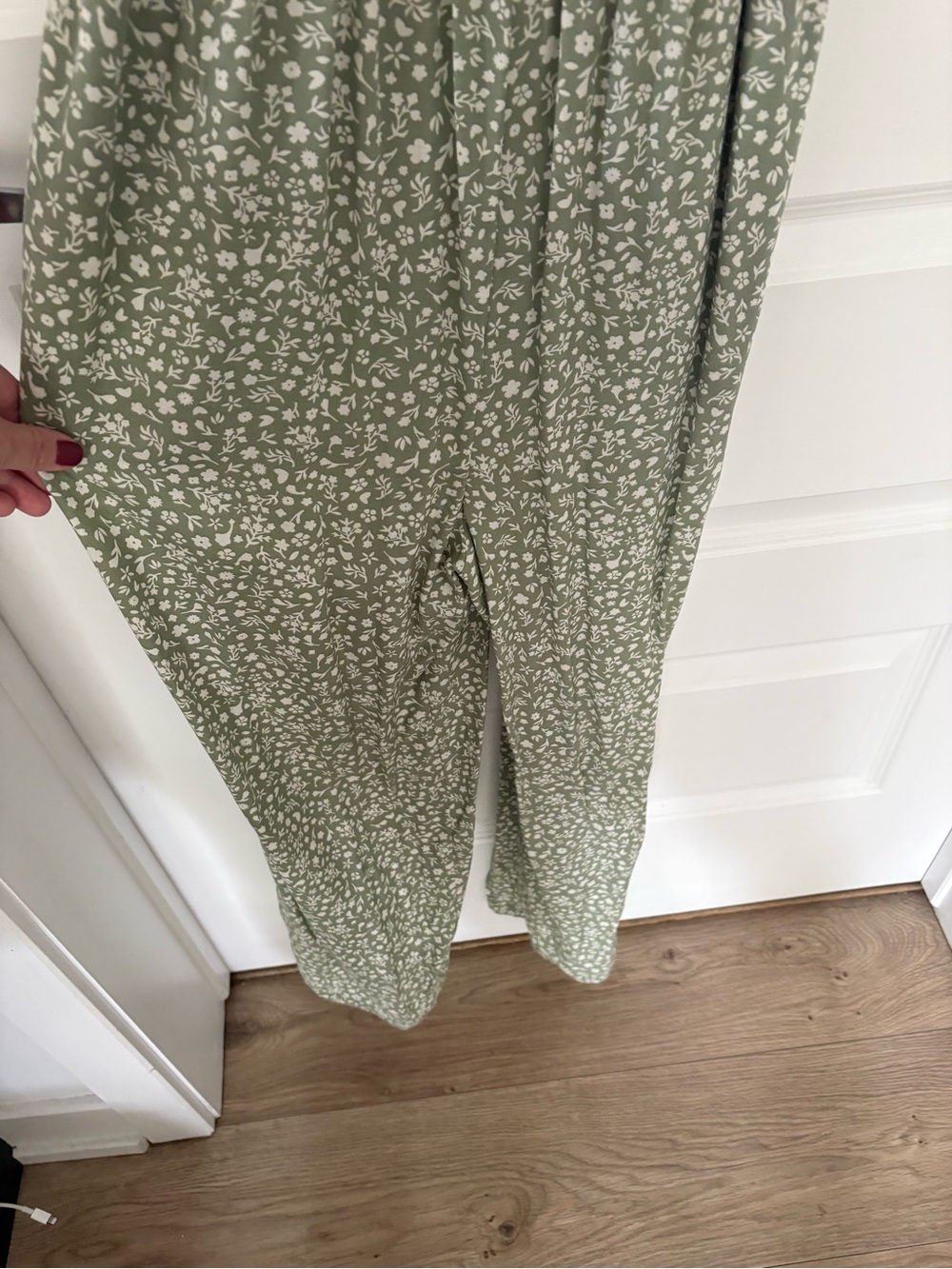 Bluenotes Sage Green Floral Smocked Wide-Leg Jumpsuit - Picture 5 of 6